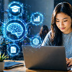 College Classroom with GenAI Graphic