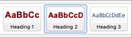 Screenshot of heading 2 selected within Word Styles options in Mac version.
