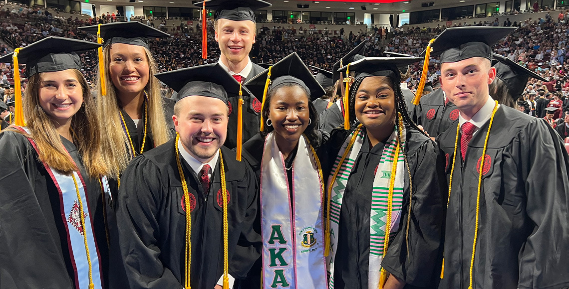 Group of pharmacy students at commencement