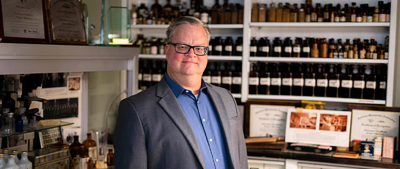 Donald Godwin in pharmacy museum