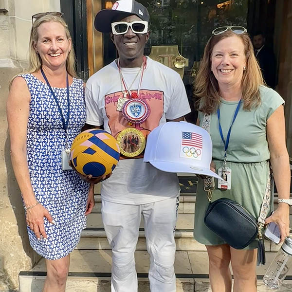 In Paris (from left): Jen Bernstein, Flavor Flav and Amy Jordan