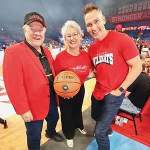 Bill Bloking, left, with Wildcats co-owners Annie Hill and Christian Hauff Photo courtesy of Jackson Flindell/The West Australian