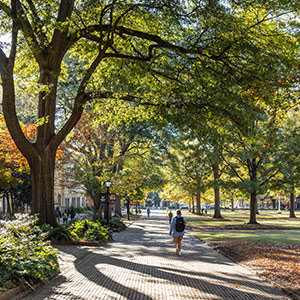 students walking on USC Horseshoe