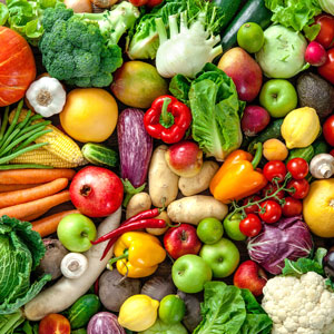 A colorful spread of fresh fruits and vegetables