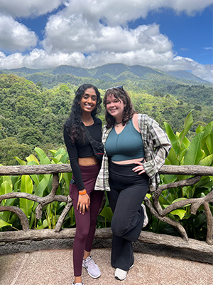 Palmer Bowles and her classmate at La Paz Waterfall and Gardens. 