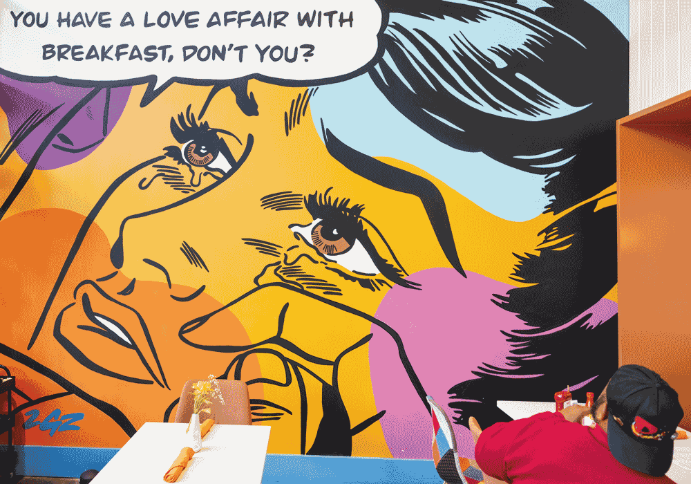 A mural by Garrison Gist at Uptown Yolk in Charlotte, North Carolina