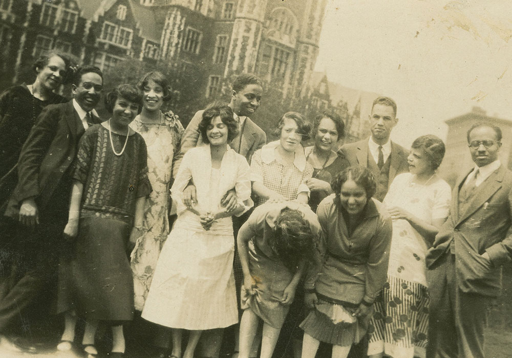 Guests at a 1925 breakfast party for Langston Hughes